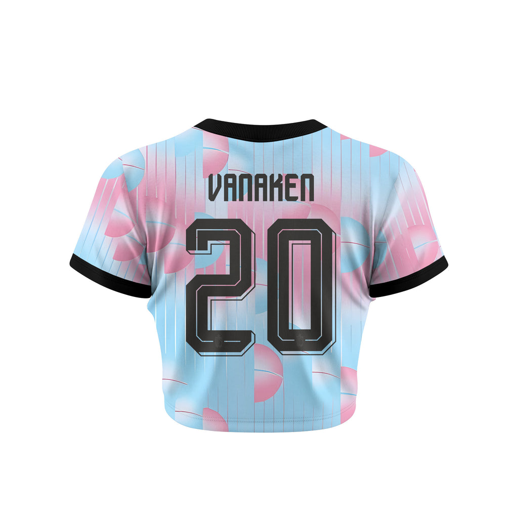 Hans Vanaken 20 Belgium 2026 Women's Away All-Over Print Cropped Jersey - Light Blue