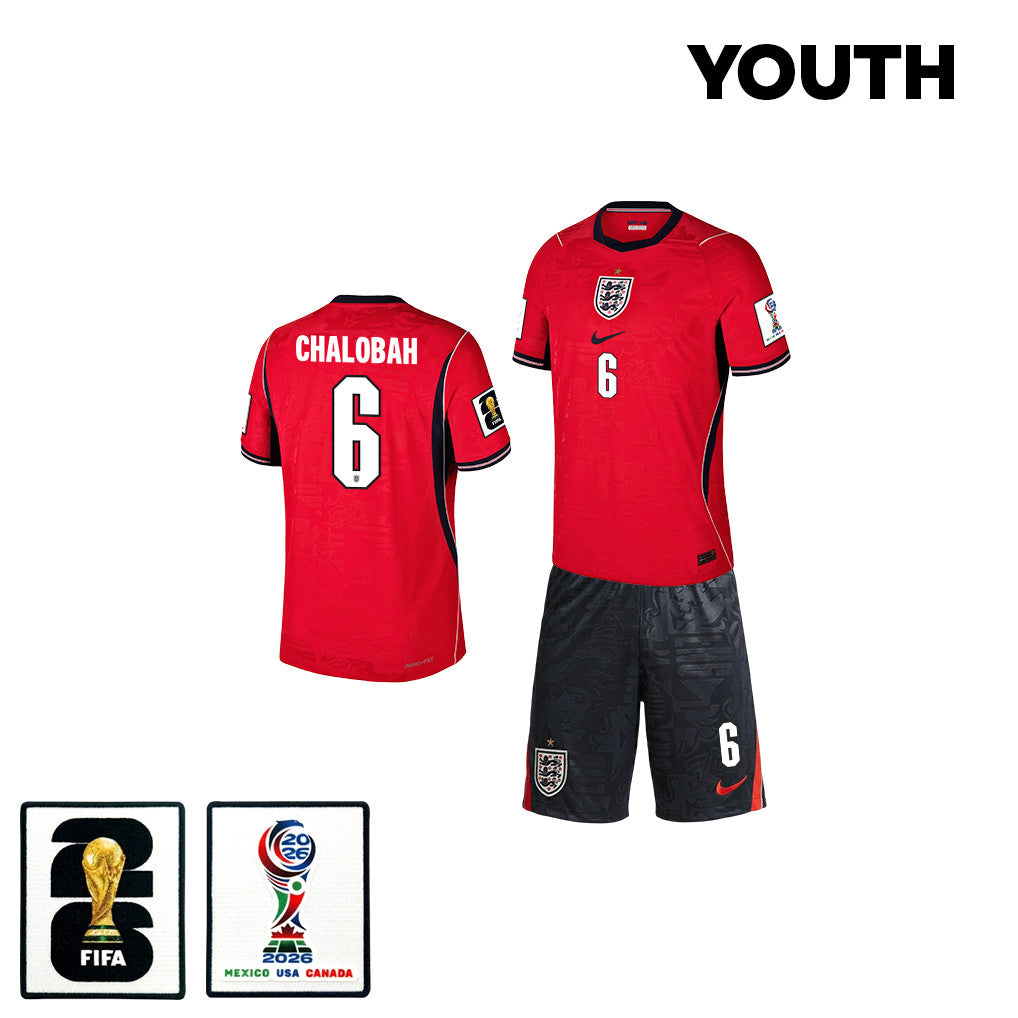 Trevoh Chalobah 6 England 2026 YOUTH Away Jersey & Shorts Set - Red/Black