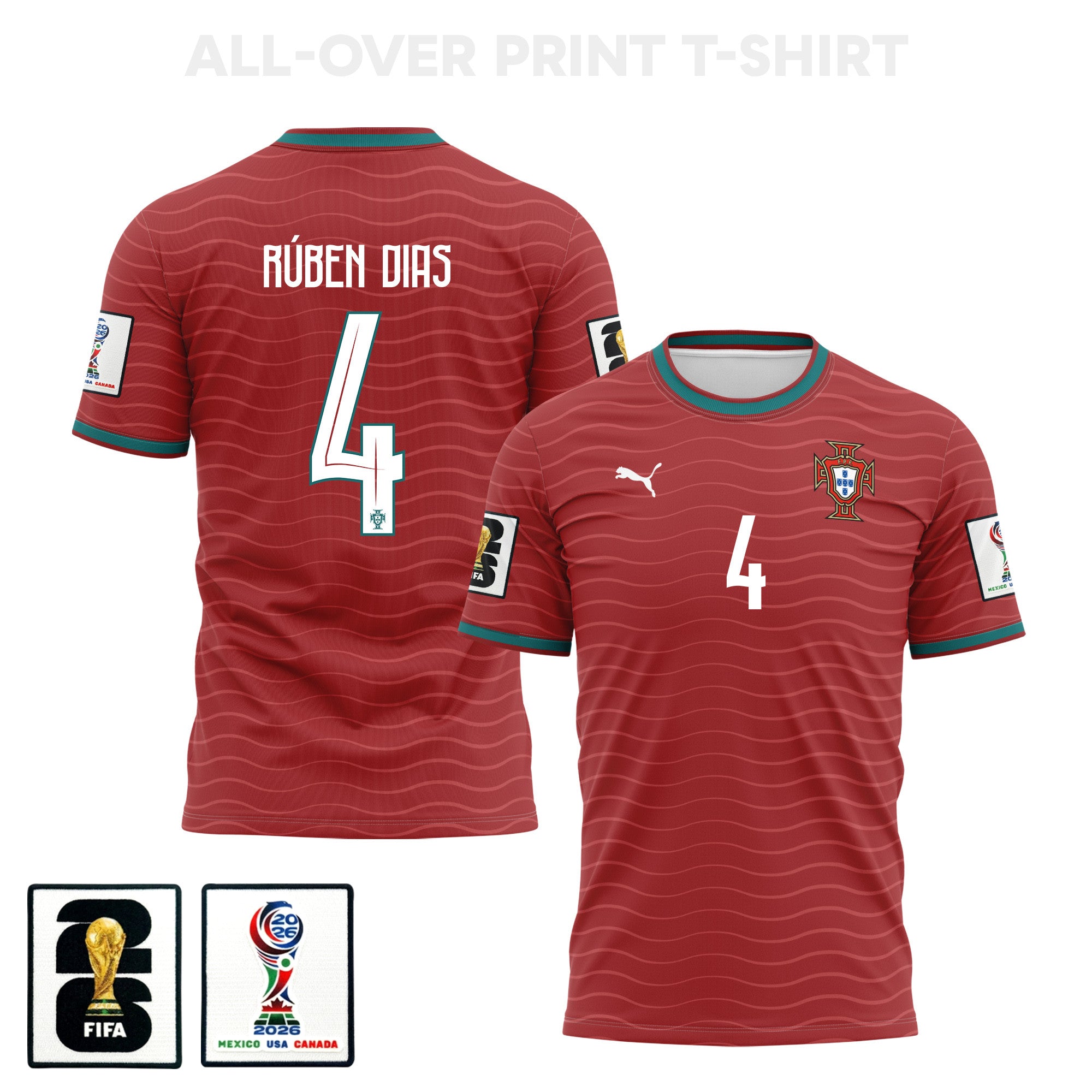 Rúben Dias 4 Portugal 2026 Home 3D T-Shirt Fully Printed – Unisex, Red
