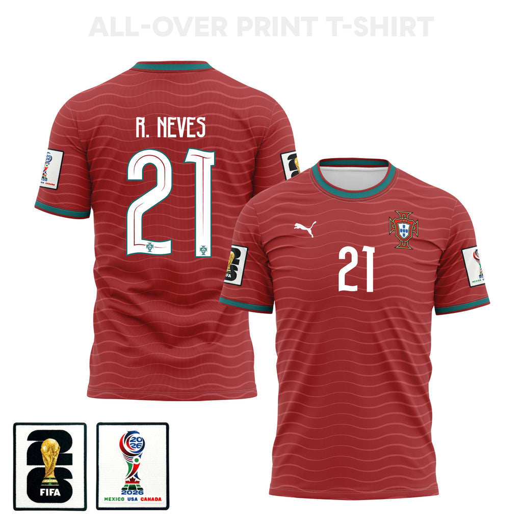 Rúben Neves 21 Portugal 2026 Home 3D T-Shirt Fully Printed – Unisex, Red