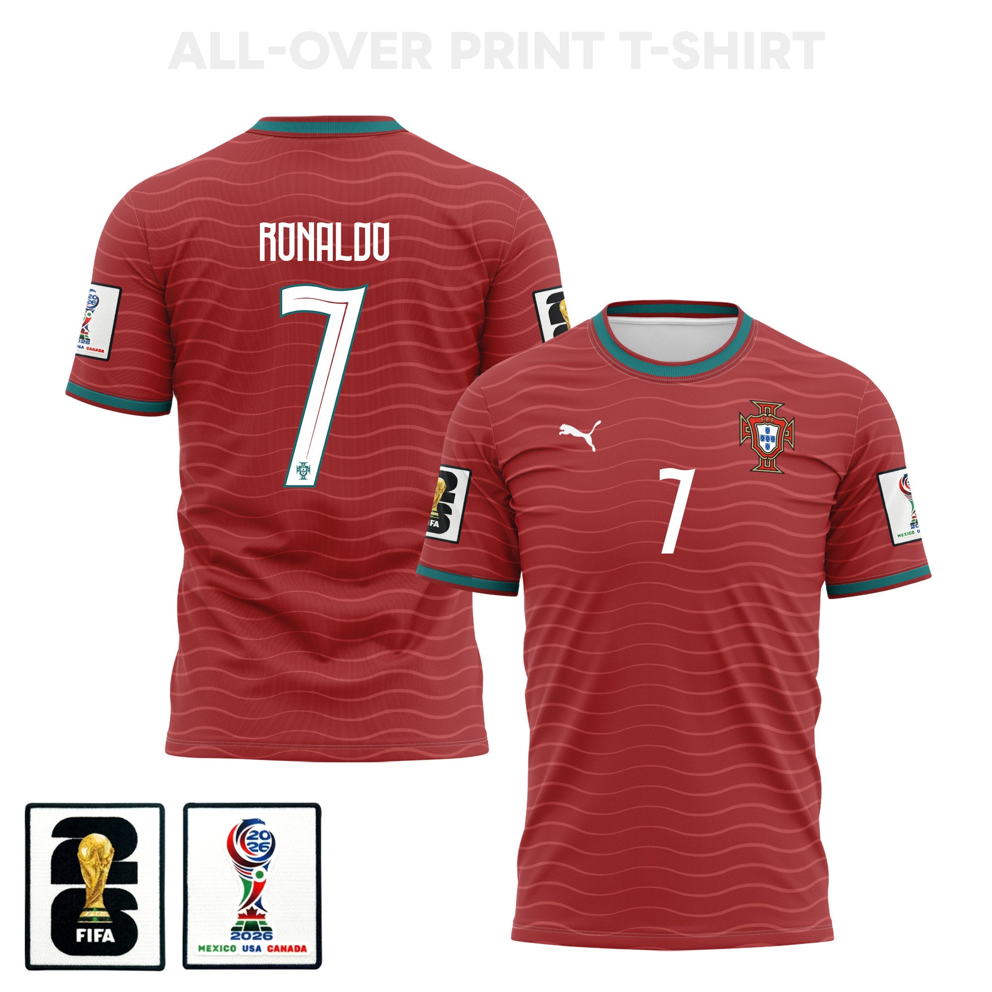 Cristiano Ronaldo 7 Portugal 2026 Home 3D T-Shirt Fully Printed – Unisex, Red