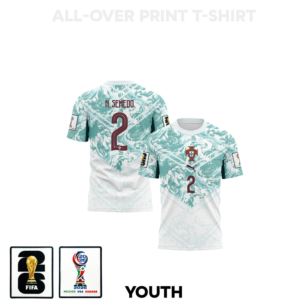 Nélson Semedo 2 Youth Portugal 2026 Away 3D T-shirt Fully Printed – White