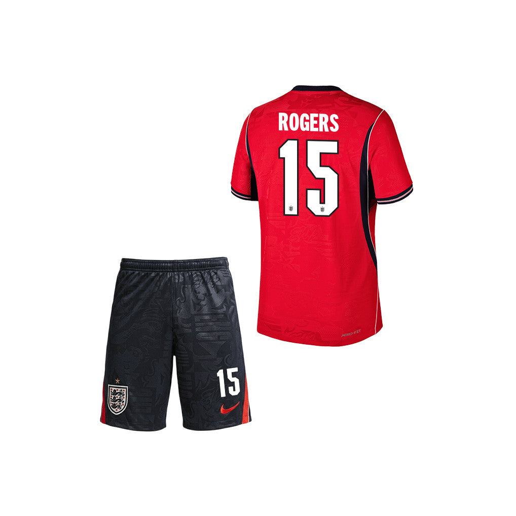 Morgan Rogers 15 England 2026 YOUTH Away Jersey & Shorts Set - Red/Black