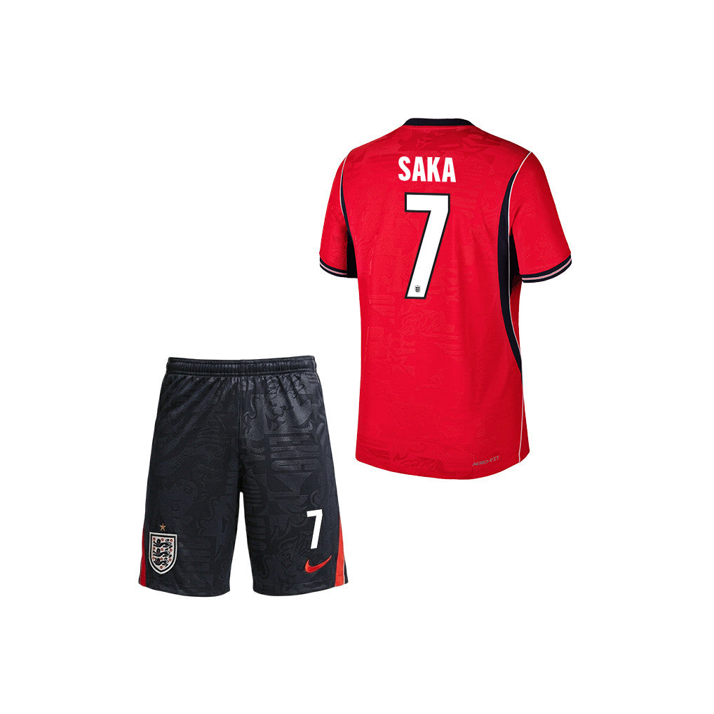 Bukayo Saka 7 England 2026 YOUTH Away Jersey & Shorts Set - Red/Black