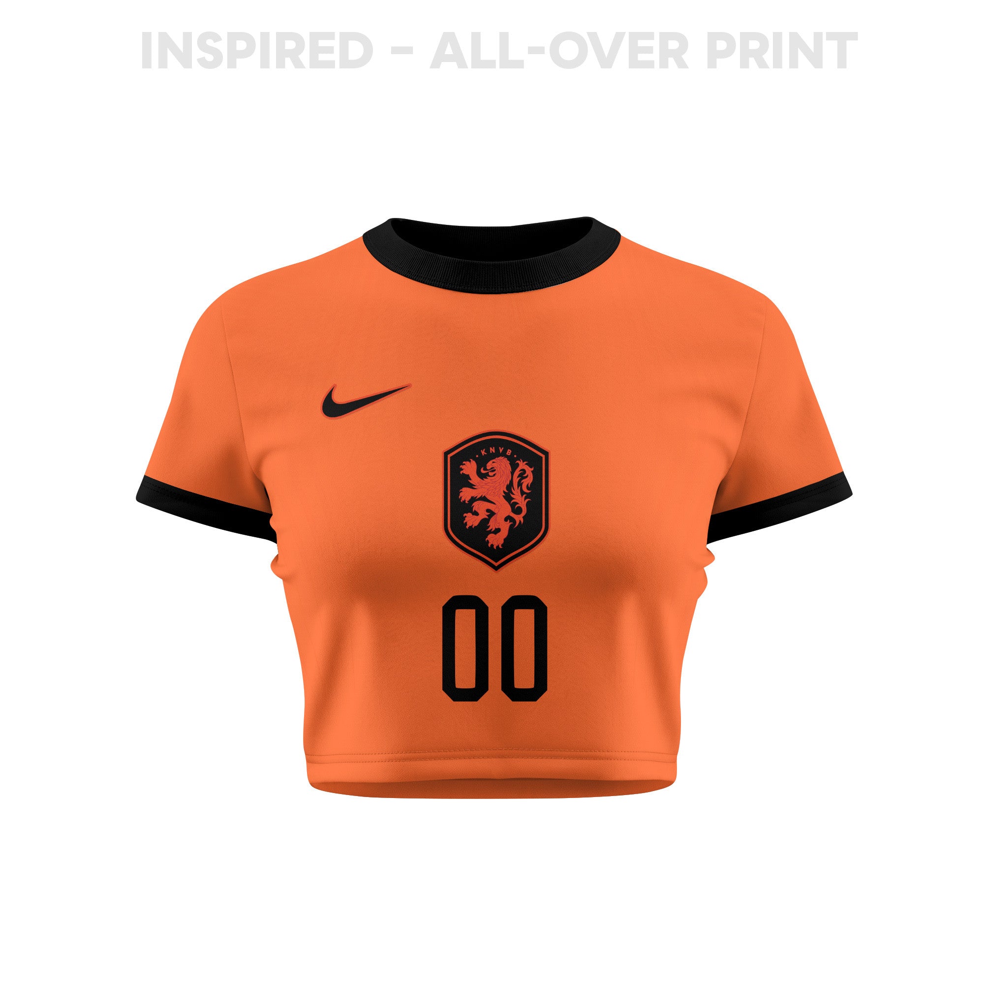 Netherlands 2026 Women's Home All-Over Print Cropped Jersey - Personalized - Orange