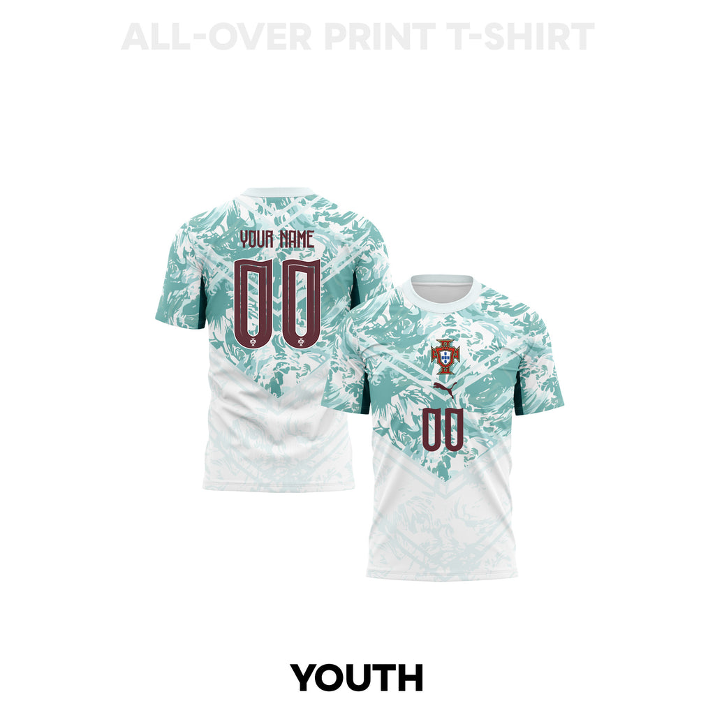 Portugal 2026 Youth Away 3D T-shirt Fully Printed – Personalized – White