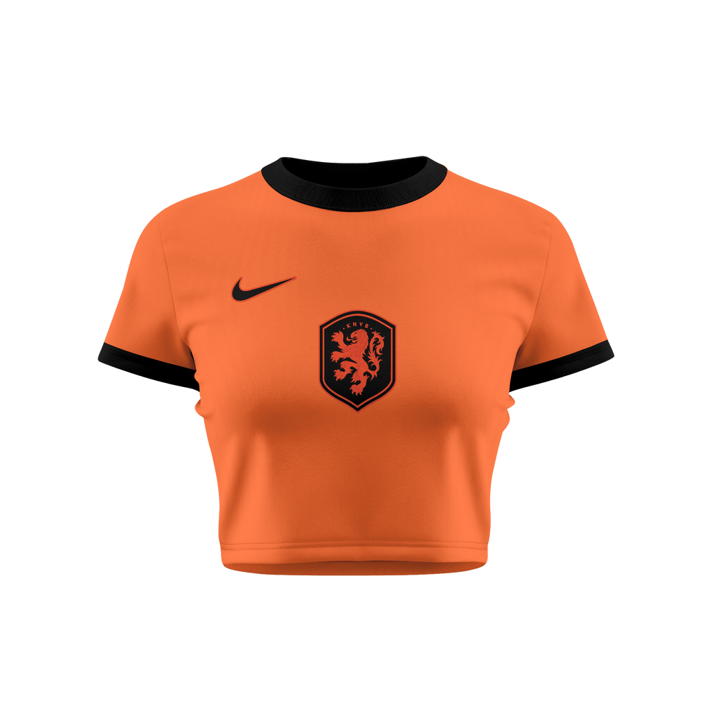 Netherlands 2026 Women's Home All-Over Print Cropped Jersey - Orange