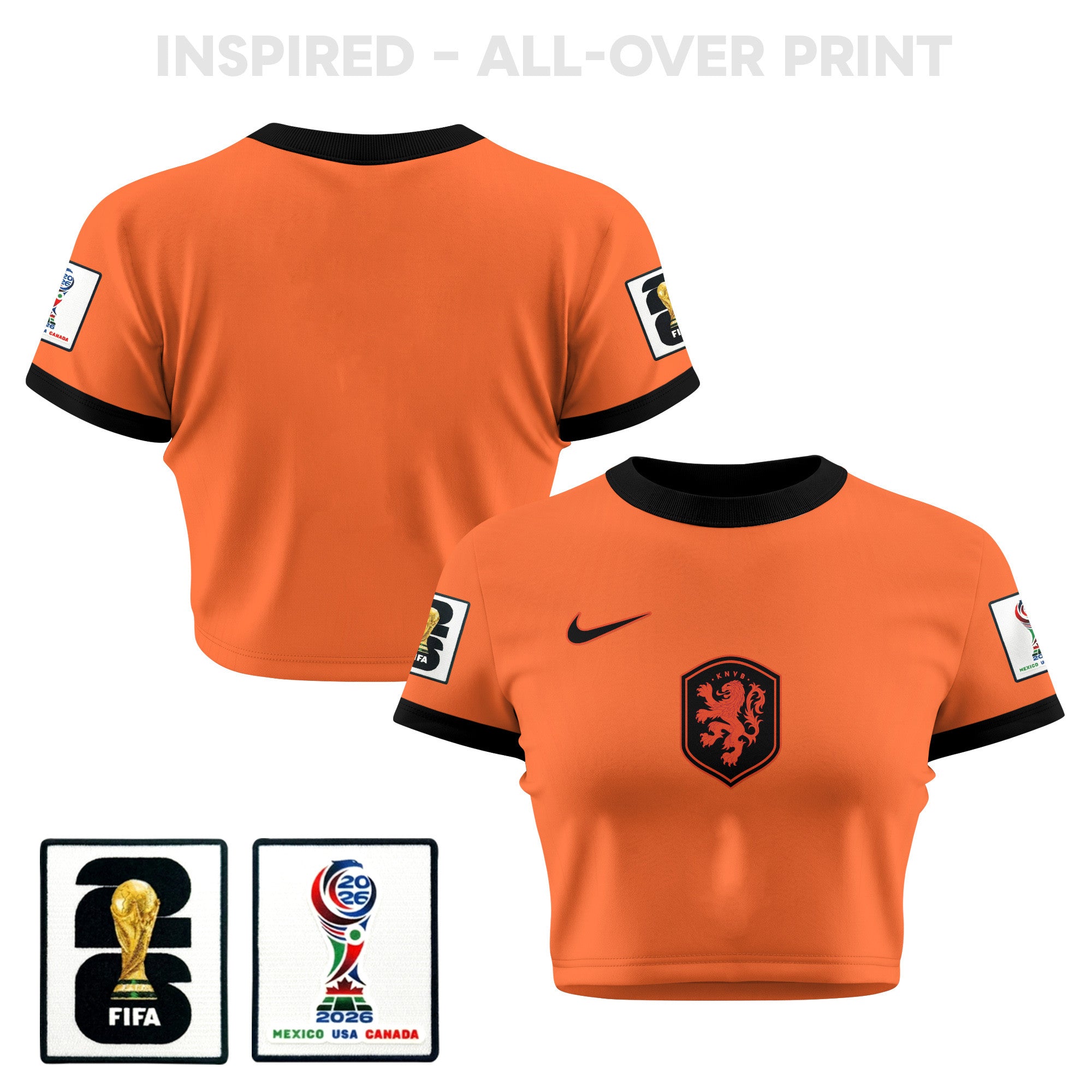 Netherlands 2026 Women's Home All-Over Print Cropped Jersey - Orange