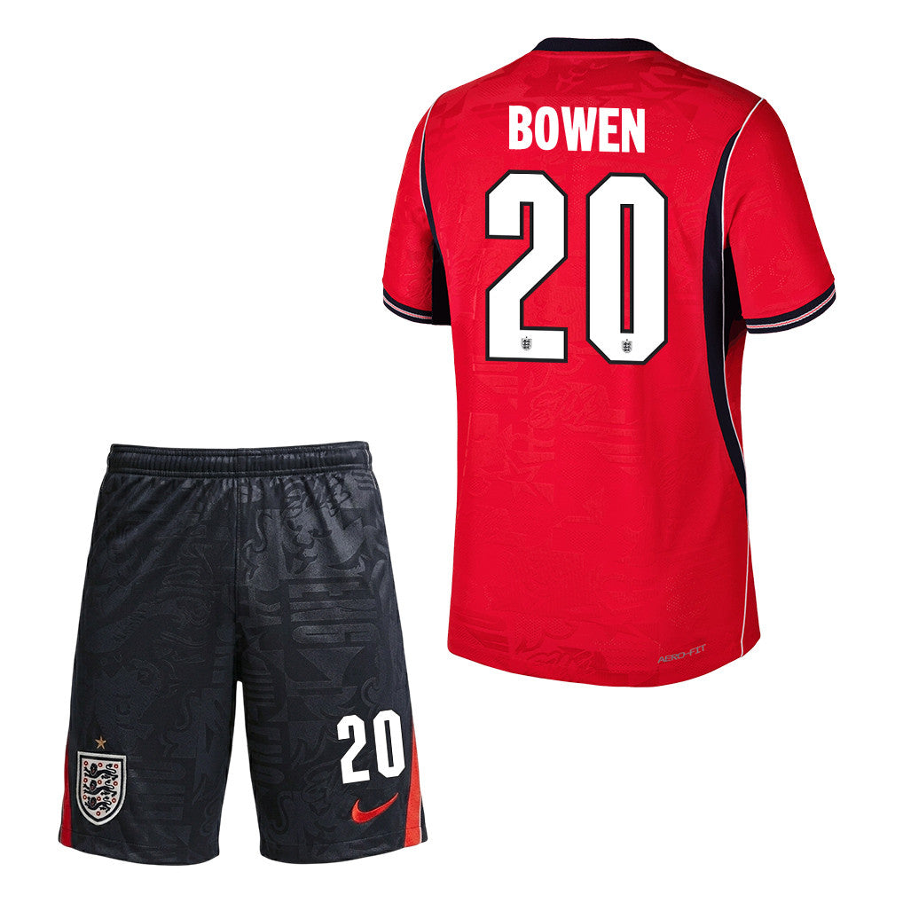 Jarrod Bowen 20 England 2026 Away Men Jersey & Shorts Set – Red/Black
