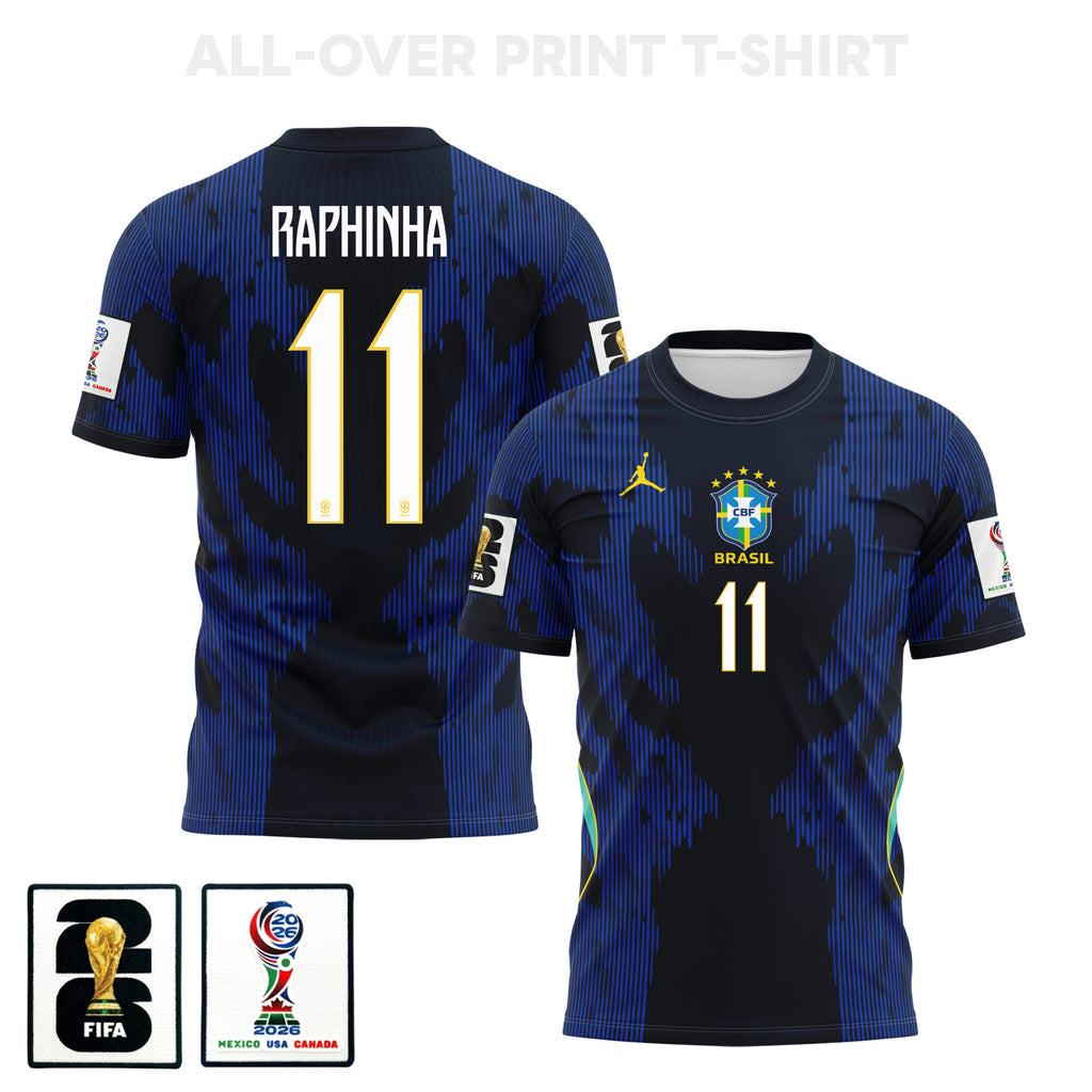 Raphinha 11 Brazil 2026 Away 3D T-Shirt Fully Printed – Unisex, Blue