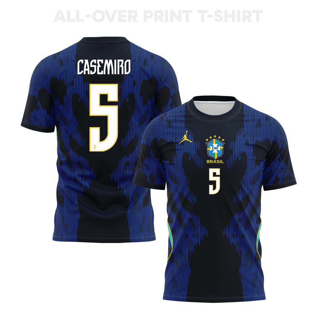 Casemiro 5 Brazil 2026 Away 3D T-Shirt Fully Printed – Unisex, Blue