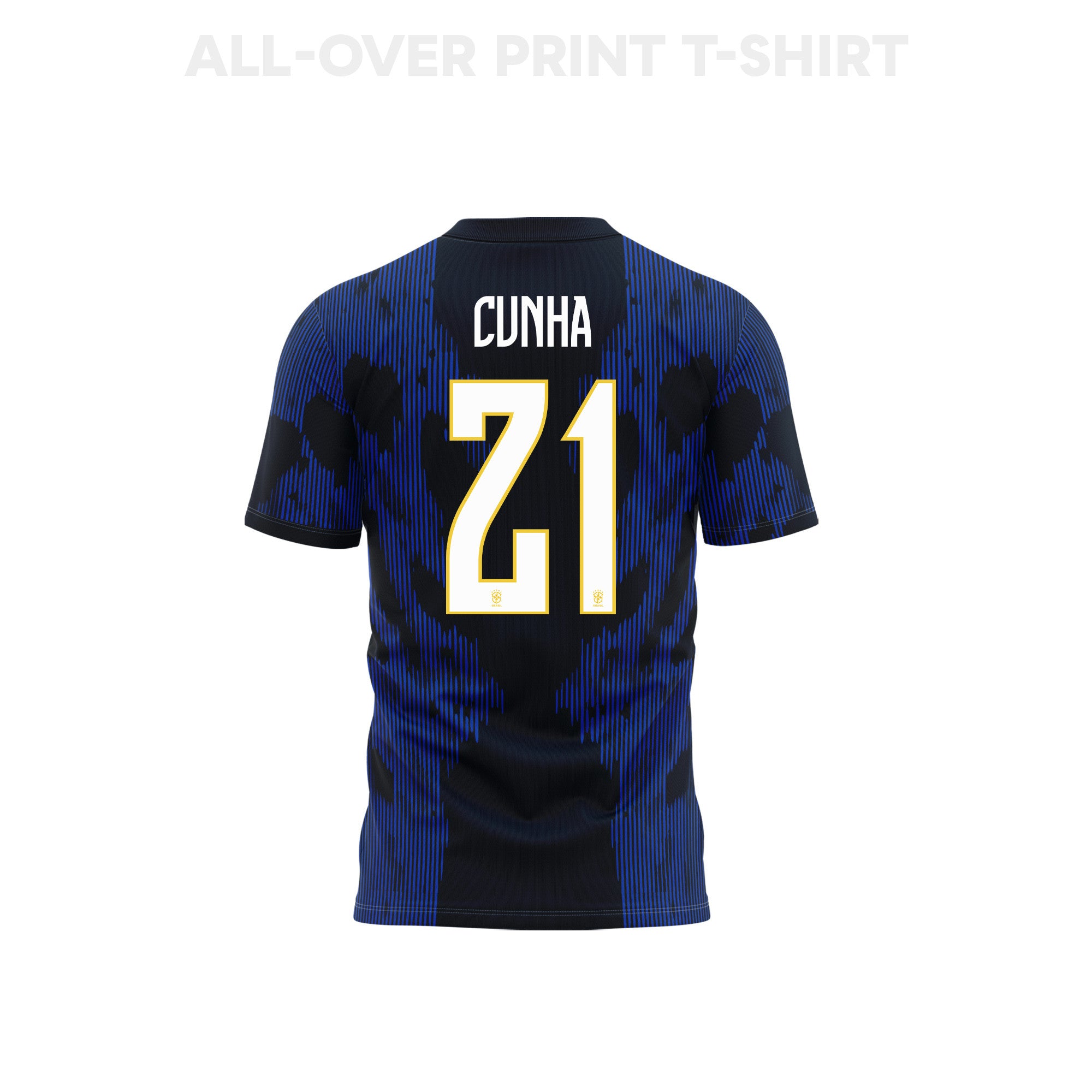 Matheus Cunha 21 Brazil 2026 Away 3D T-Shirt Fully Printed – Unisex, Blue