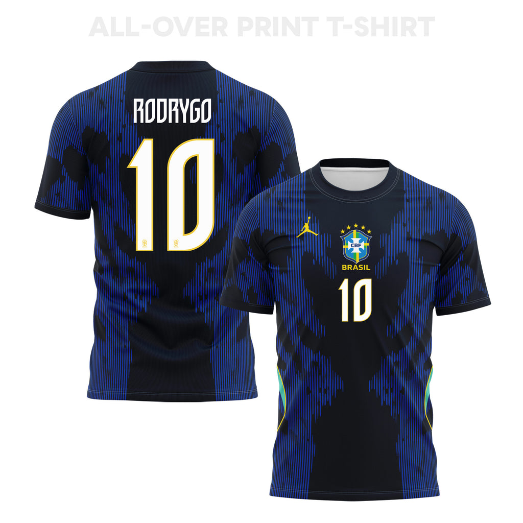 Rodrygo 10 Brazil 2026 Away 3D T-Shirt Fully Printed – Unisex, Blue