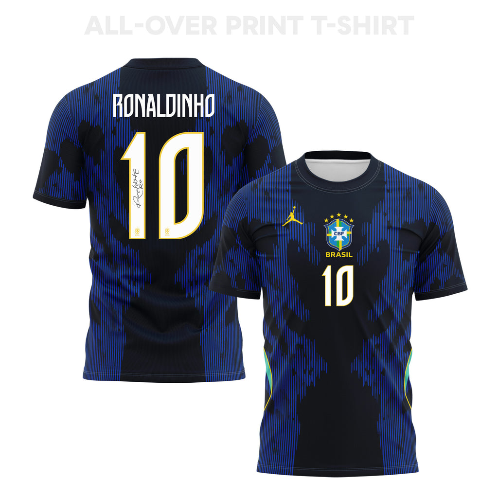 Ronaldinho 10 Brazil 2026 Away 3D T-Shirt Fully Printed – Unisex, Blue