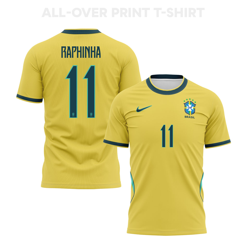 Raphinha 11 Brazil 2026 Home 3D T-Shirt Fully Printed – Unisex, Yellow