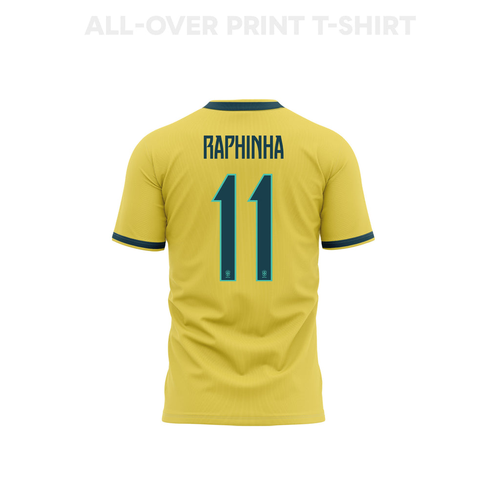 Raphinha 11 Brazil 2026 Home 3D T-Shirt Fully Printed – Unisex, Yellow