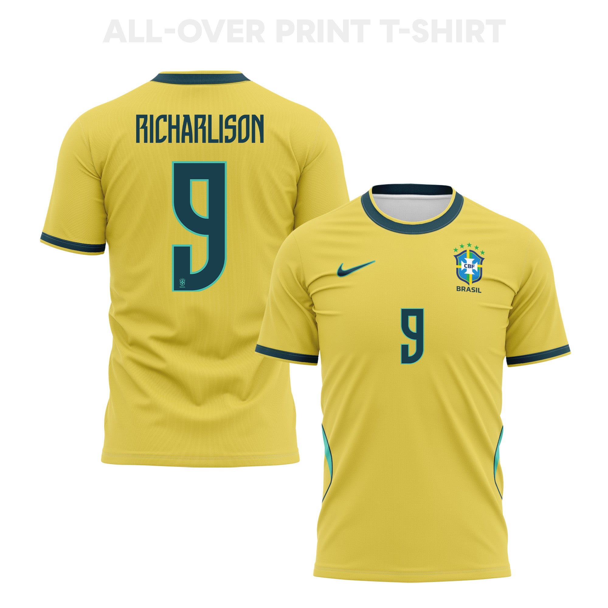 Richarlison 9 Brazil 2026 Home 3D T-Shirt Fully Printed – Unisex, Yellow