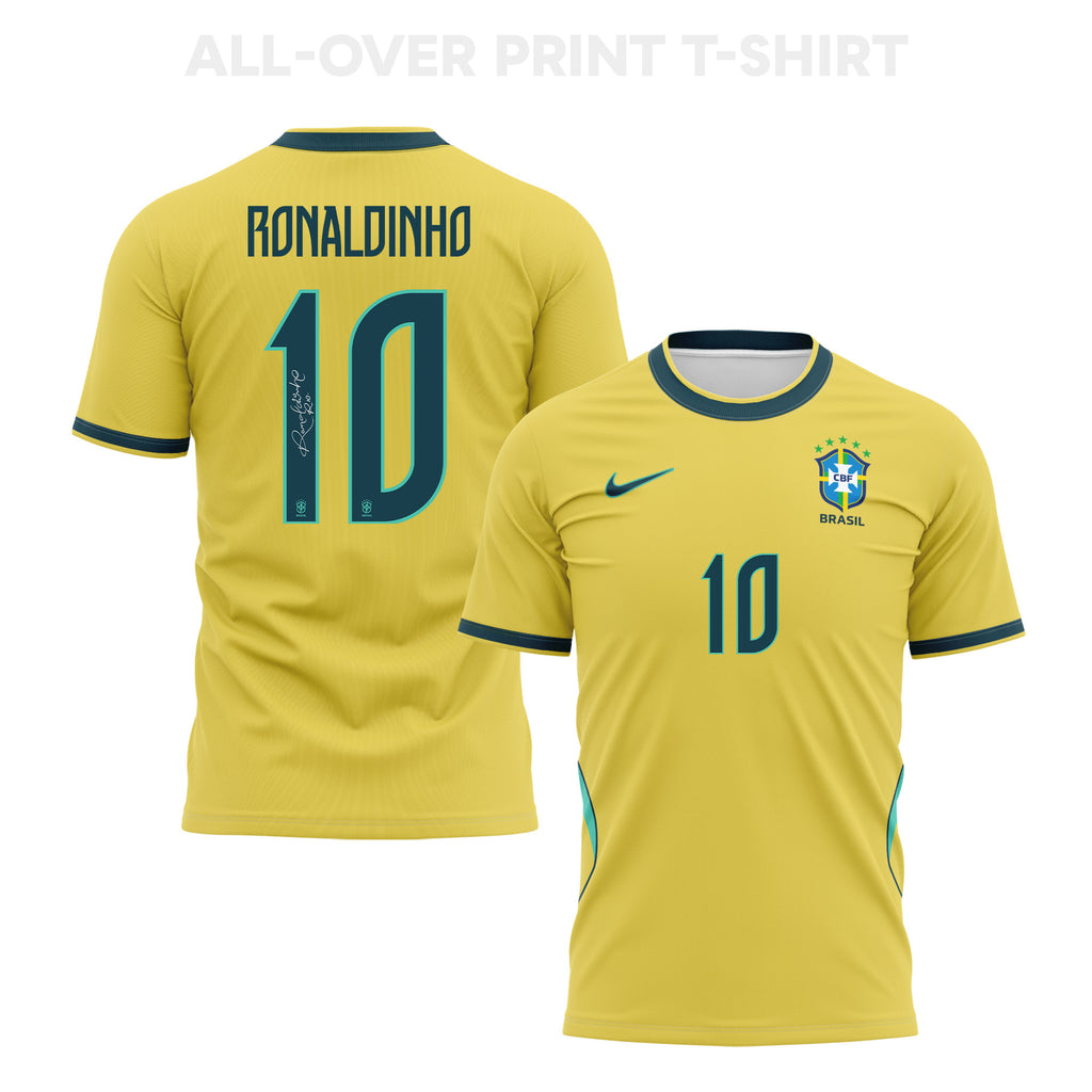 Ronaldinho 10 Brazil 2026 Home 3D T-Shirt Fully Printed – Unisex, Yellow