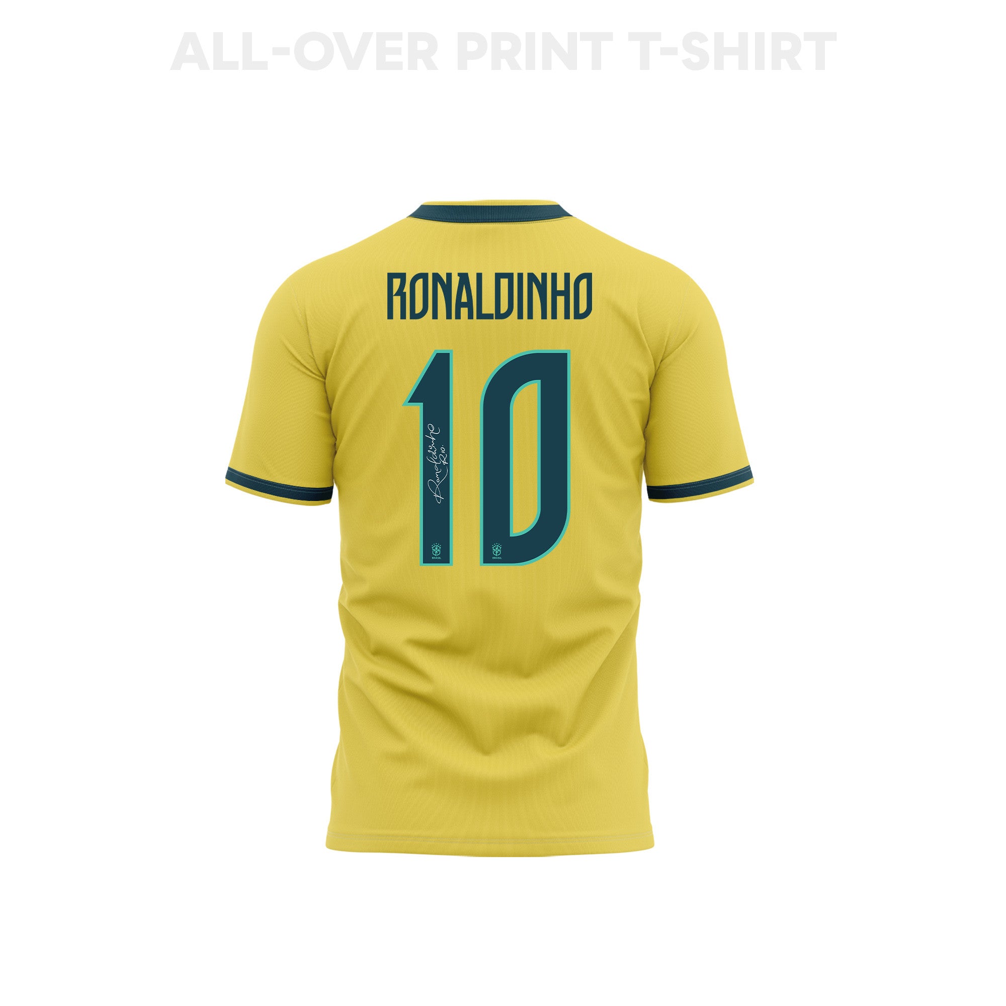 Ronaldinho 10 Brazil 2026 Home 3D T-Shirt Fully Printed – Unisex, Yellow