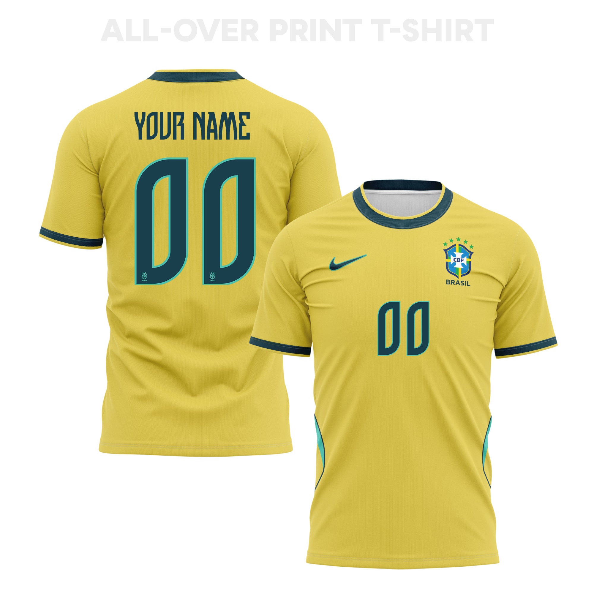Brazil 2026 Home 3D T-Shirt Fully Printed – Personalized – Unisex, Yellow