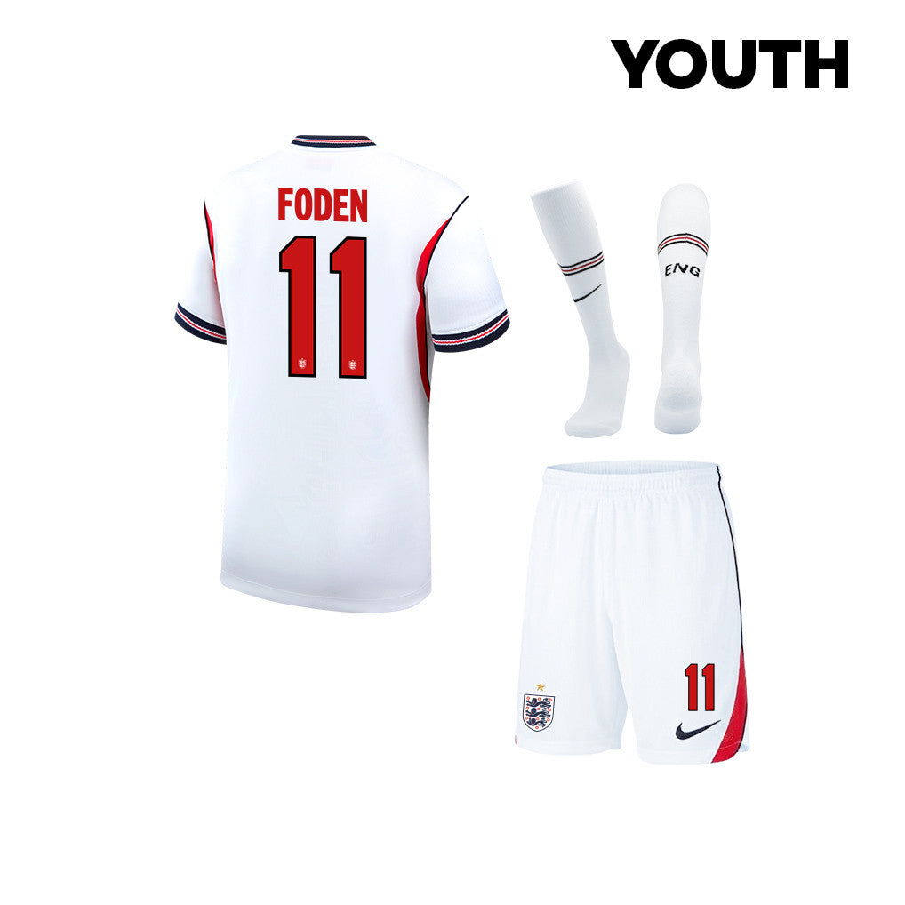 Phil Foden 11 England 2026 YOUTH Home Kit Set – White