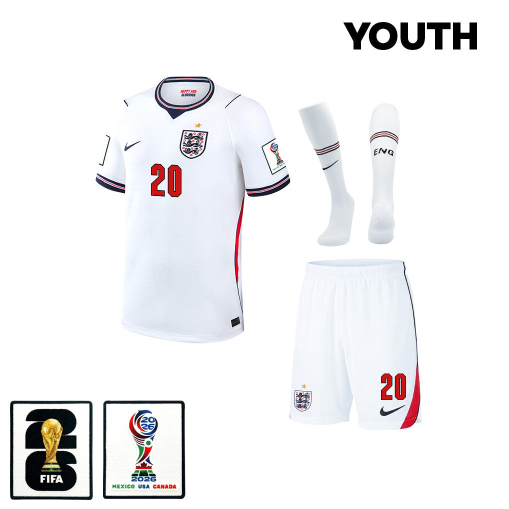 Alex Scott 20 England 2026 YOUTH Home Kit Set – White
