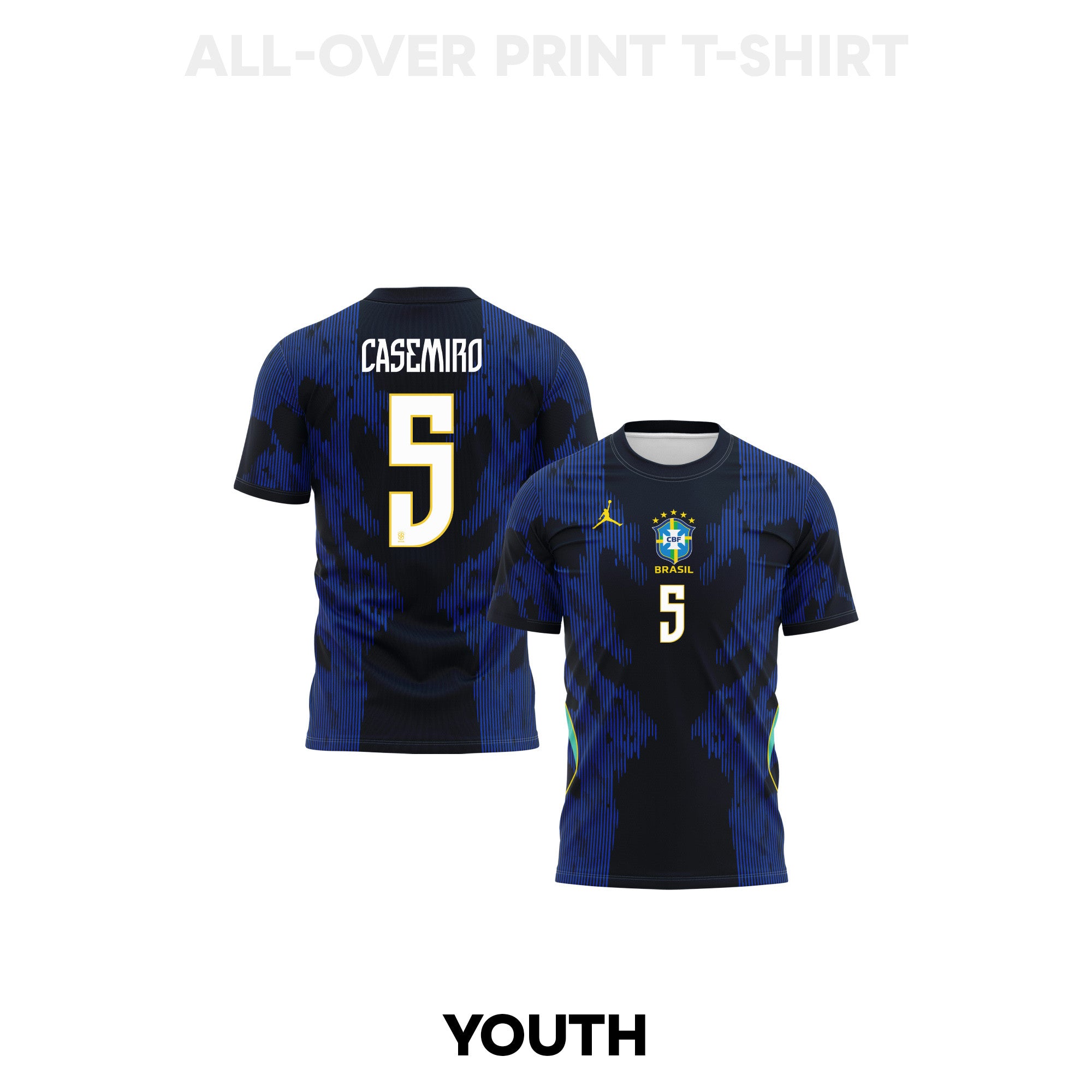 Casemiro 5 Youth Brazil 2026 Away 3D T-shirt Fully Printed – Blue