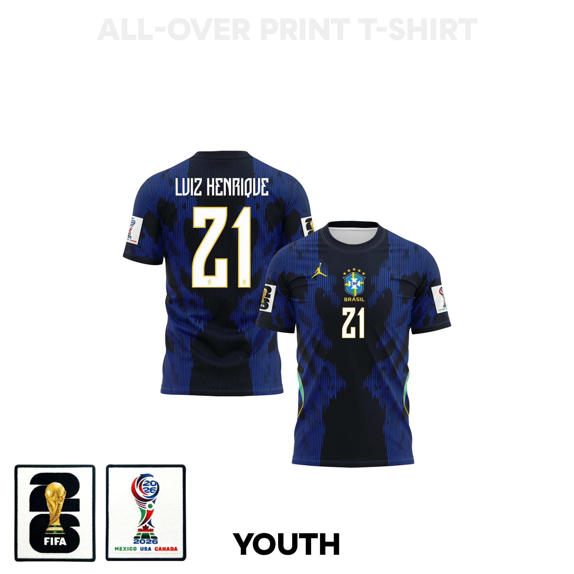 Luiz Henrique 21 Youth Brazil 2026 Away 3D T-shirt Fully Printed – Blue