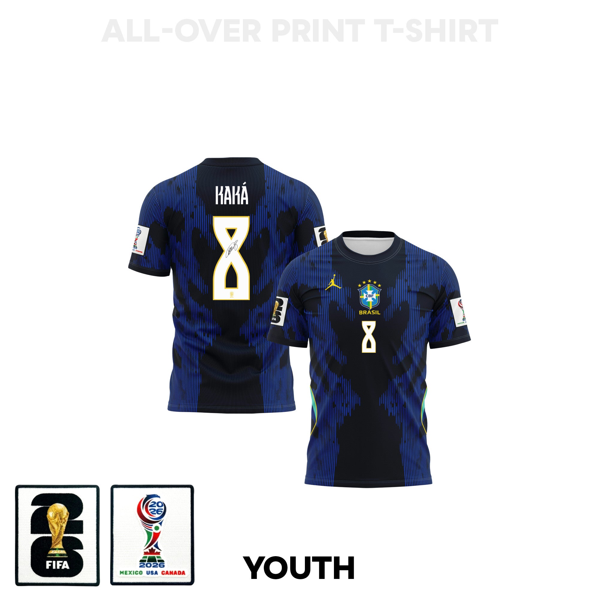 Kaká 8 Youth Brazil 2026 Away 3D T-shirt Fully Printed – Blue