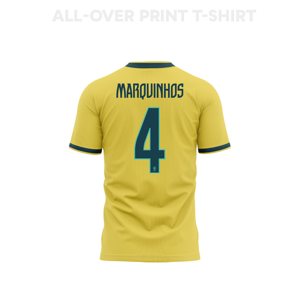 Marquinhos 4 Youth Brazil 2026 Home 3D T-shirt Fully Printed – Yellow