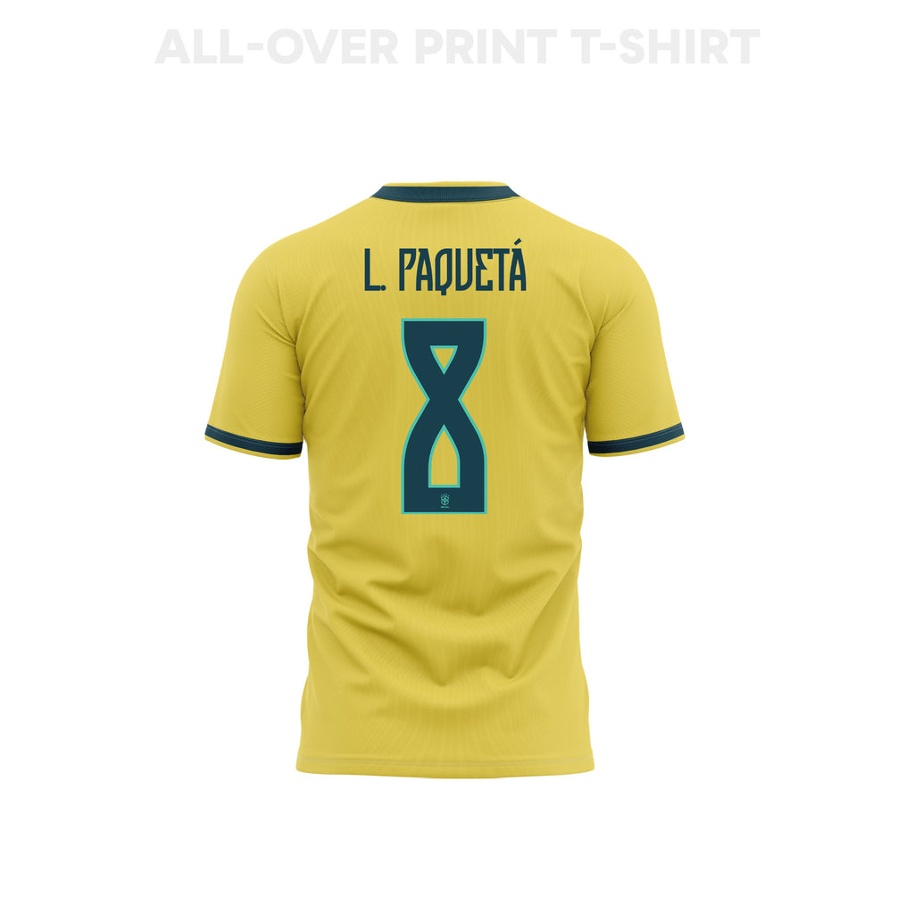 Lucas Paquetá 8 Youth Brazil 2026 Home 3D T-shirt Fully Printed – Yellow