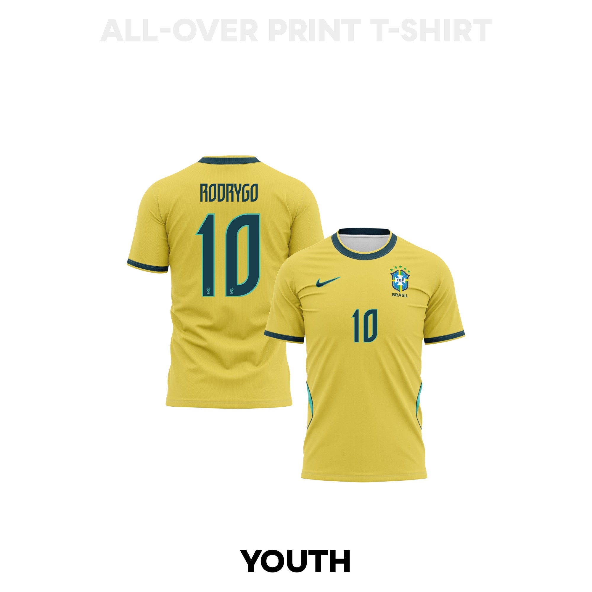 Rodrygo 10 Youth Brazil 2026 Home 3D T-shirt Fully Printed – Yellow