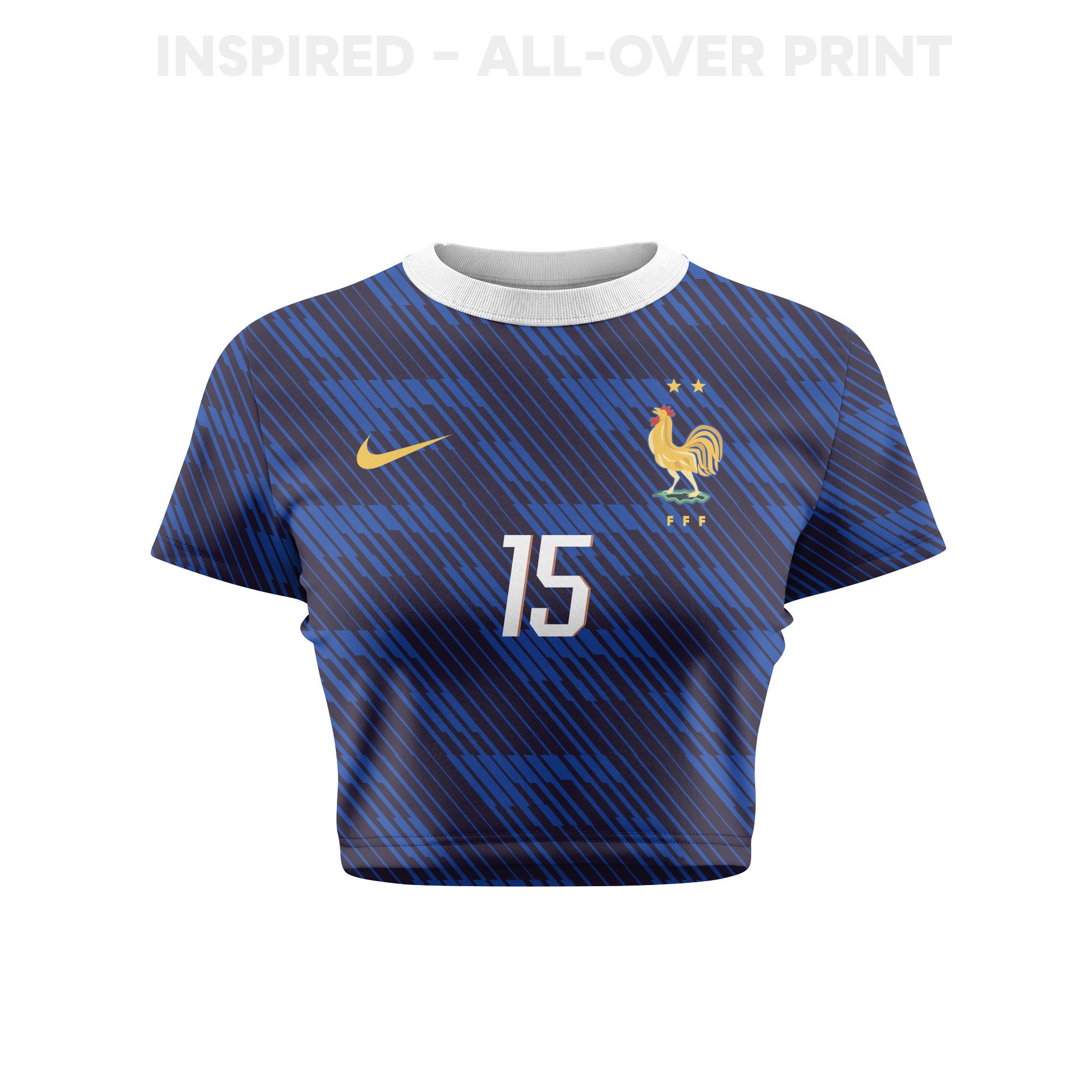 Ibrahima Konaté 15 France 2026 Women's Home All-Over Print Cropped Jersey - Blue