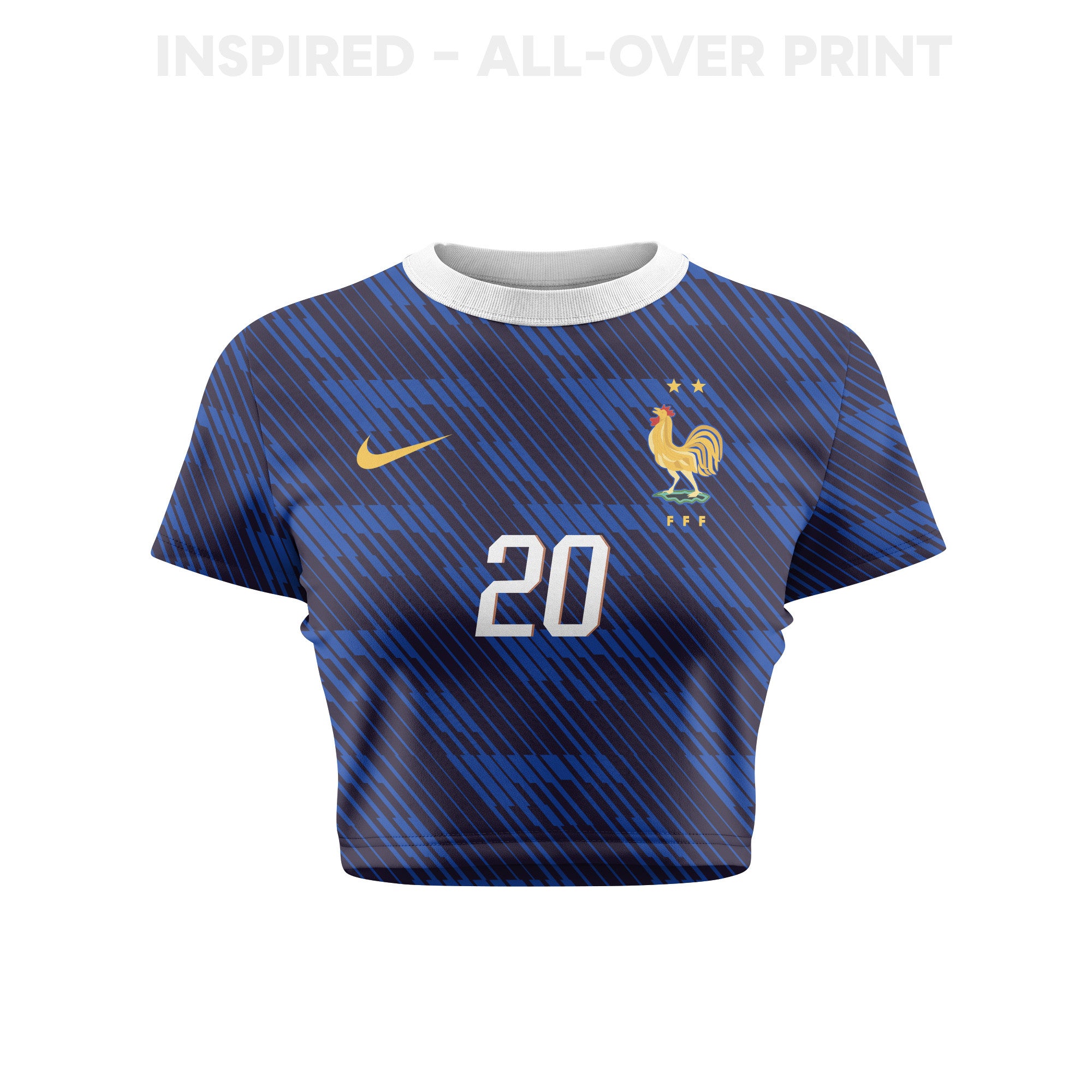Florian Thauvin 20 France 2026 Women's Home All-Over Print Cropped Jersey - Blue