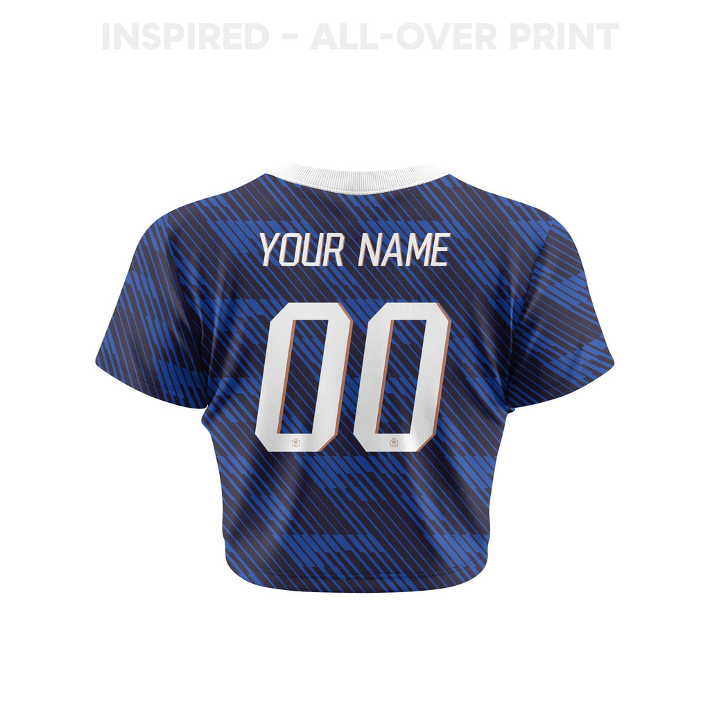 France 2026 Women's Home All-Over Print Cropped Jersey - Personalized - Blue