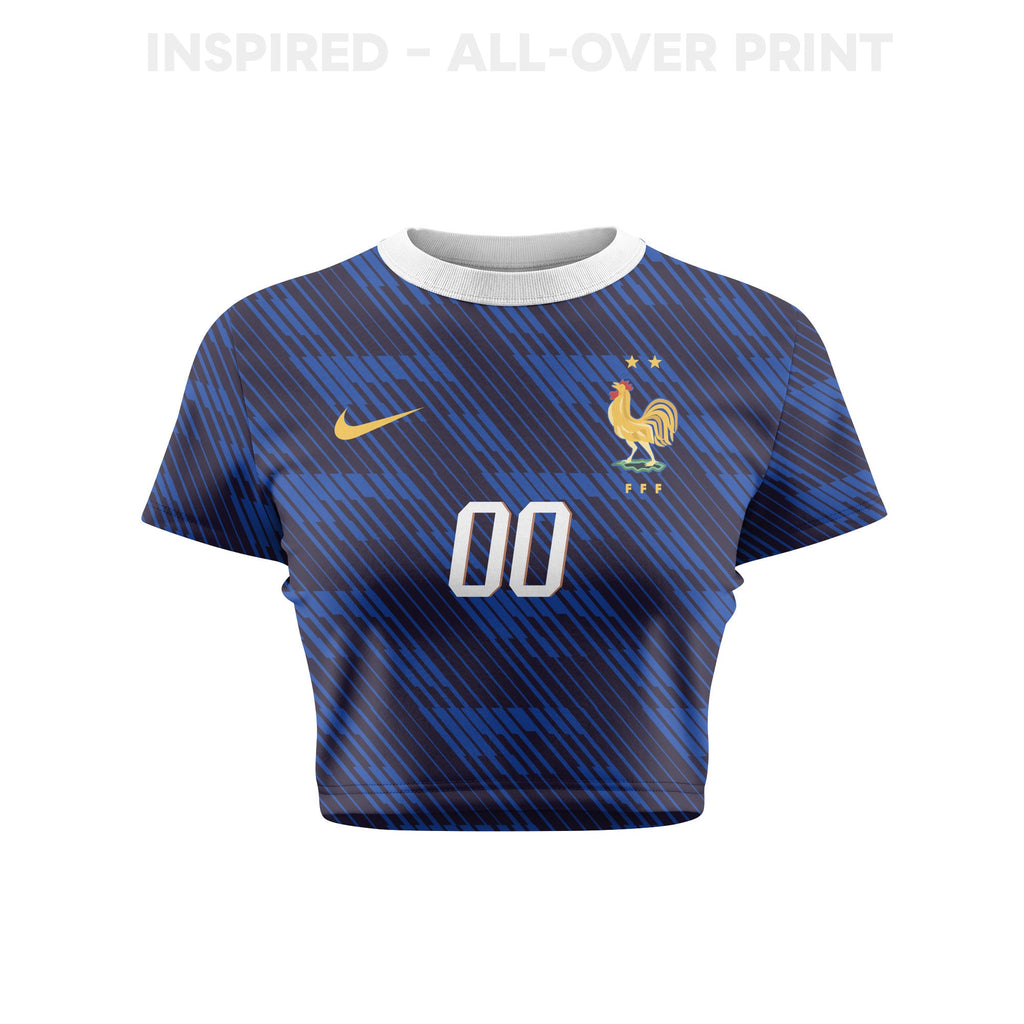 France 2026 Women's Home All-Over Print Cropped Jersey - Personalized - Blue