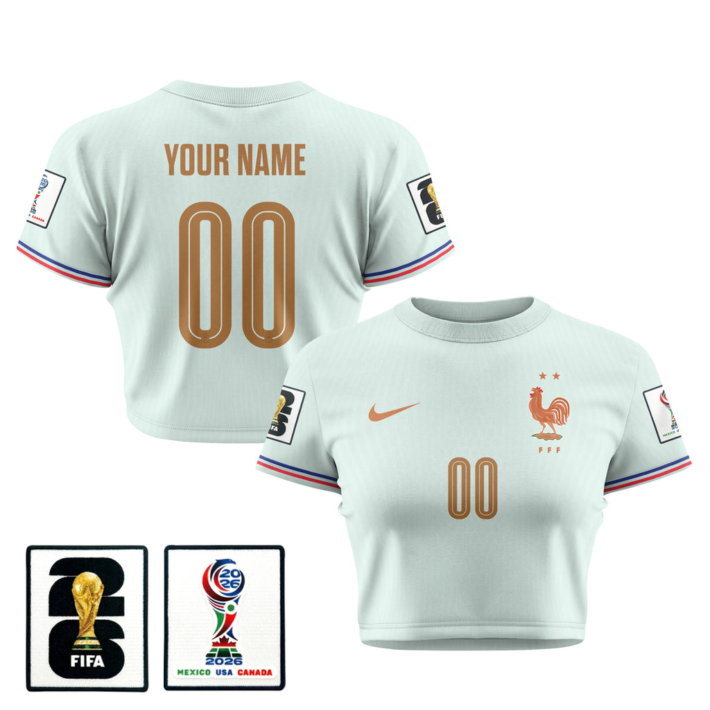 France 2026 Women's Away All-Over Print Cropped Jersey - Personalized - Green