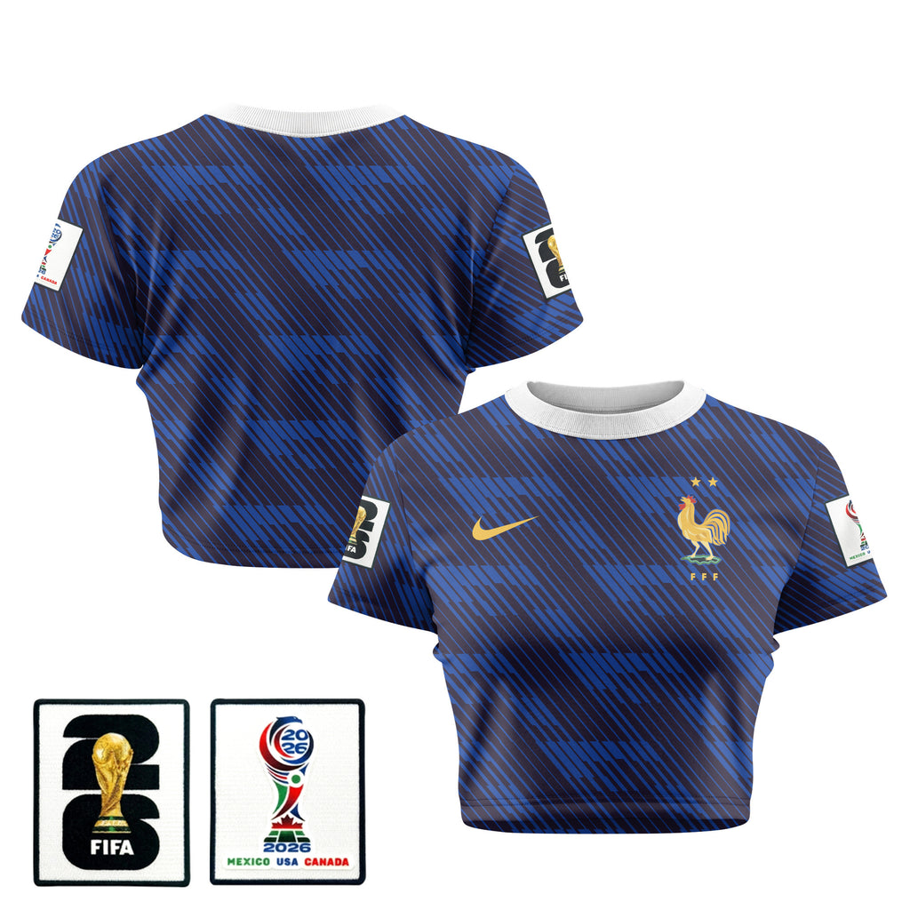 France 2026 Women's Home All-Over Print Cropped Jersey - Blue