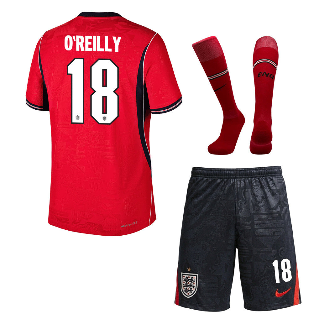 Nico O'Reilly 18 England 2026 Away Men Kit Set – Red/Black