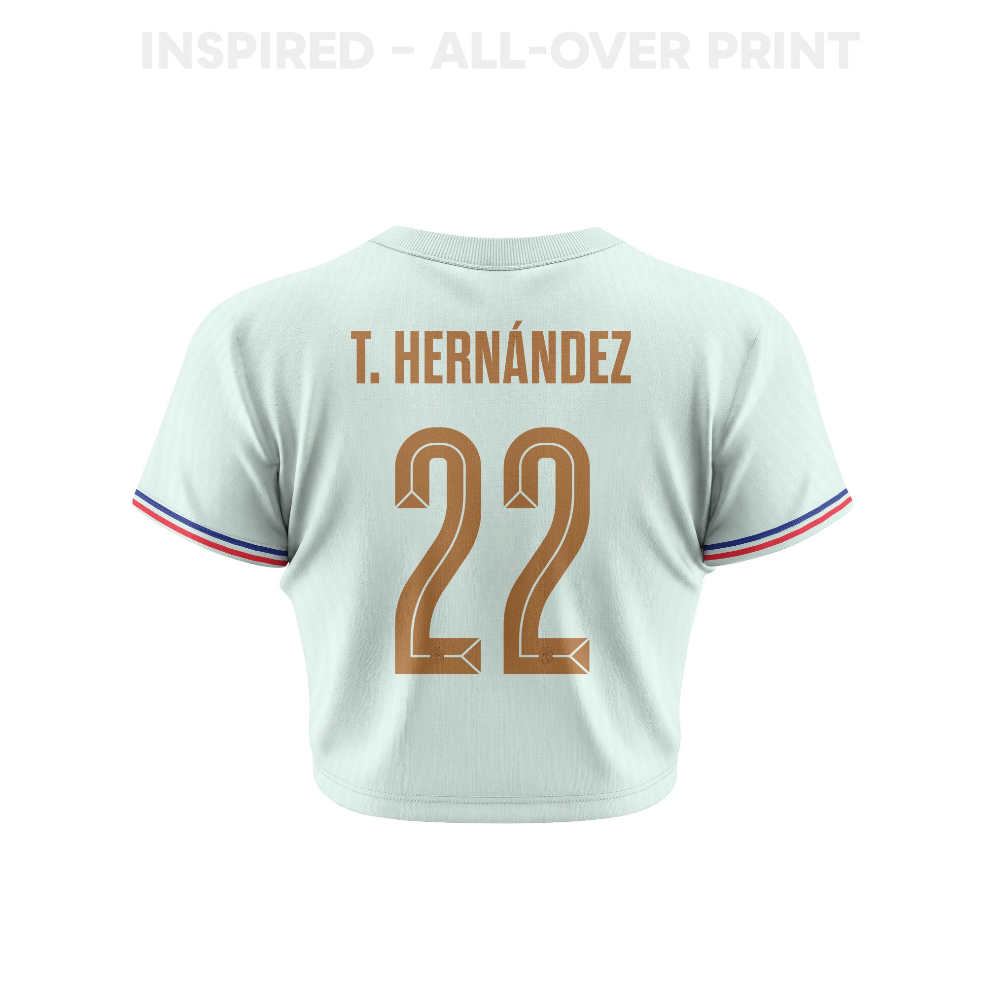 Theo Hernández 22 France 2026 Women's Away All-Over Print Cropped Jersey - Green