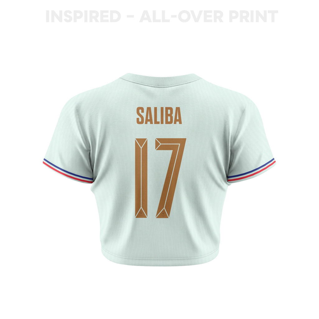 William Saliba 17 France 2026 Women's Away All-Over Print Cropped Jersey - Green