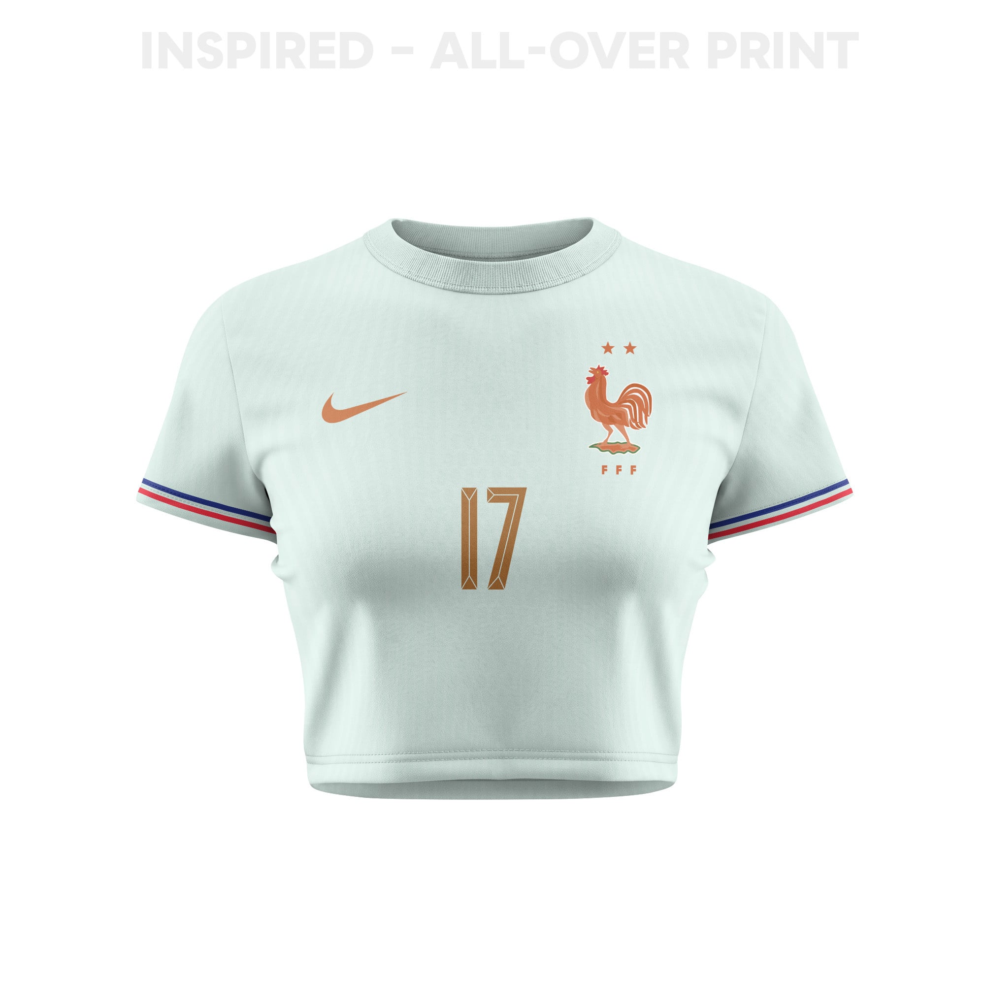 William Saliba 17 France 2026 Women's Away All-Over Print Cropped Jersey - Green