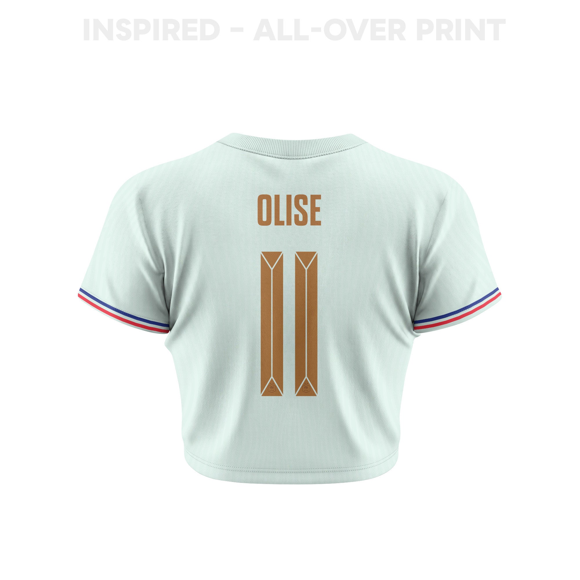 Michael Olise 11 France 2026 Women's Away All-Over Print Cropped Jersey - Green