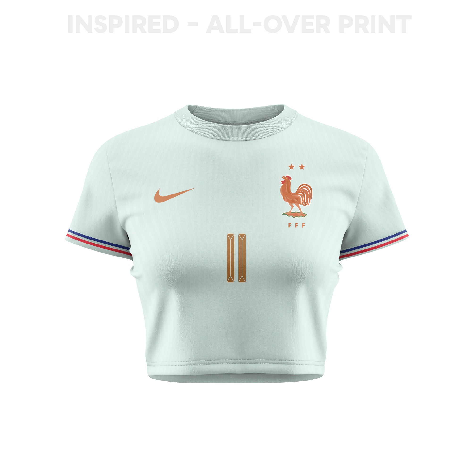 Michael Olise 11 France 2026 Women's Away All-Over Print Cropped Jersey - Green