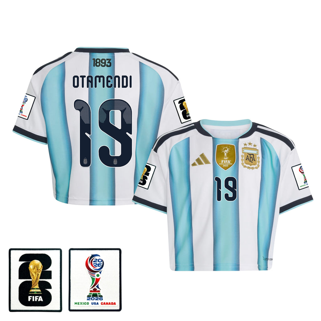 Nicolás Otamendi 19 Argentina 2026 Home Women's Cropped Jersey - White