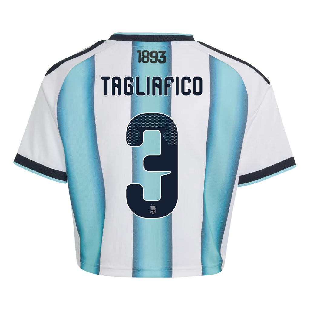 Nicolás Tagliafico 3 Argentina 2026 Home Women's Cropped Jersey - White