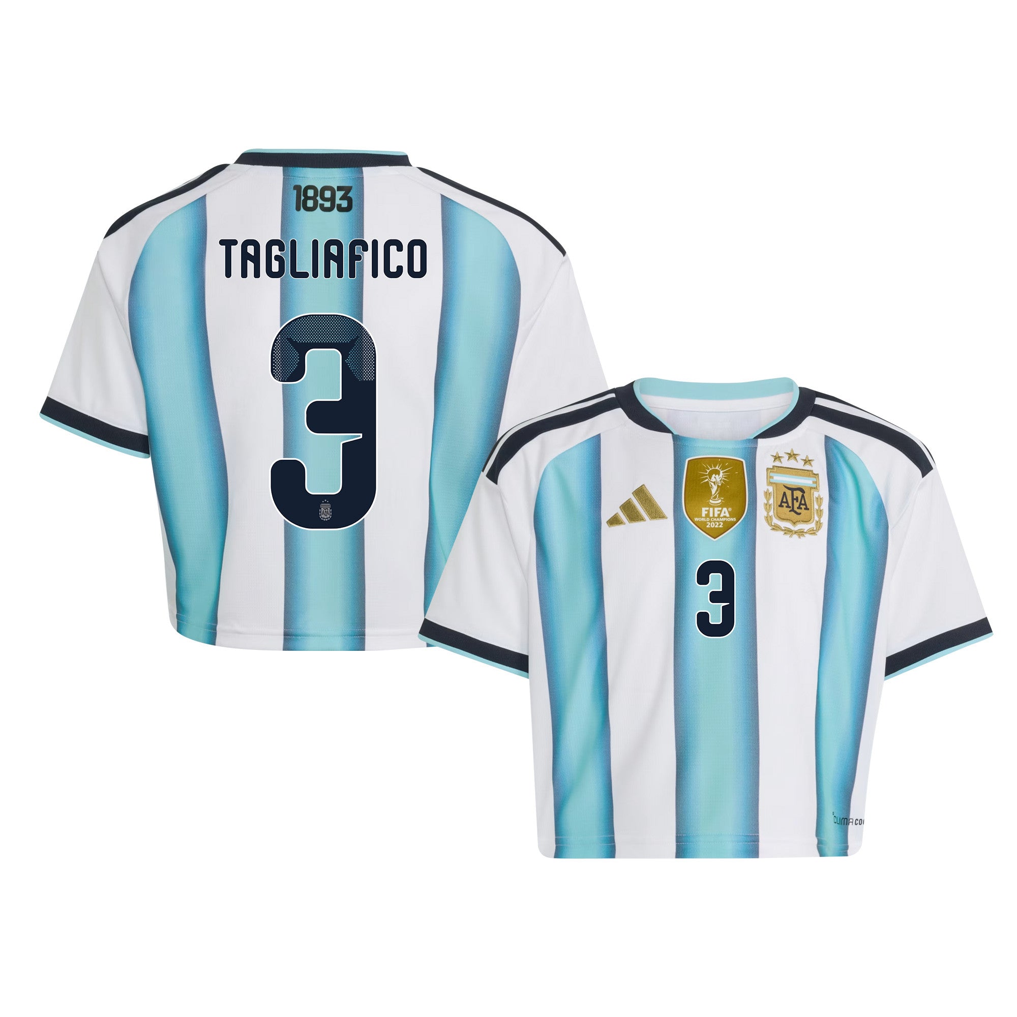 Nicolás Tagliafico 3 Argentina 2026 Home Women's Cropped Jersey - White
