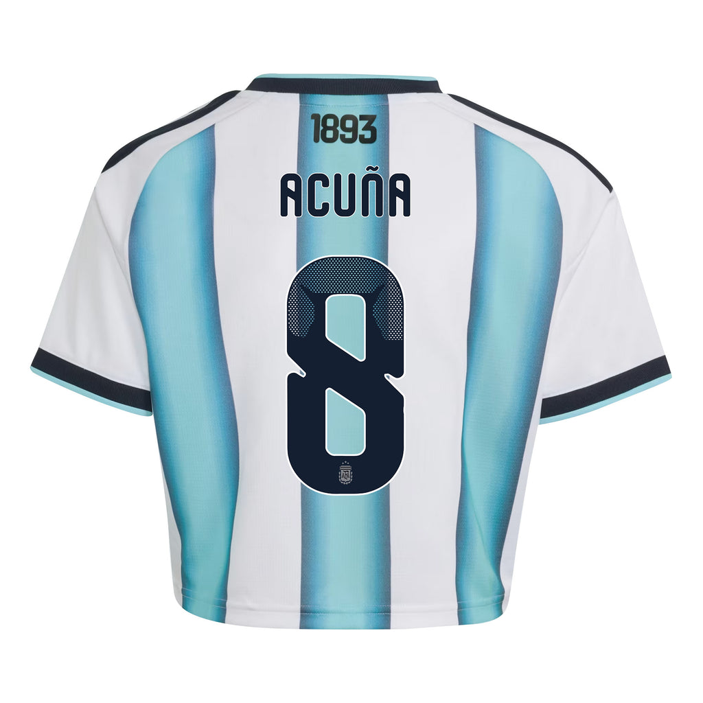 Marcos Acuña 8 Argentina 2026 Home Women's Cropped Jersey - White
