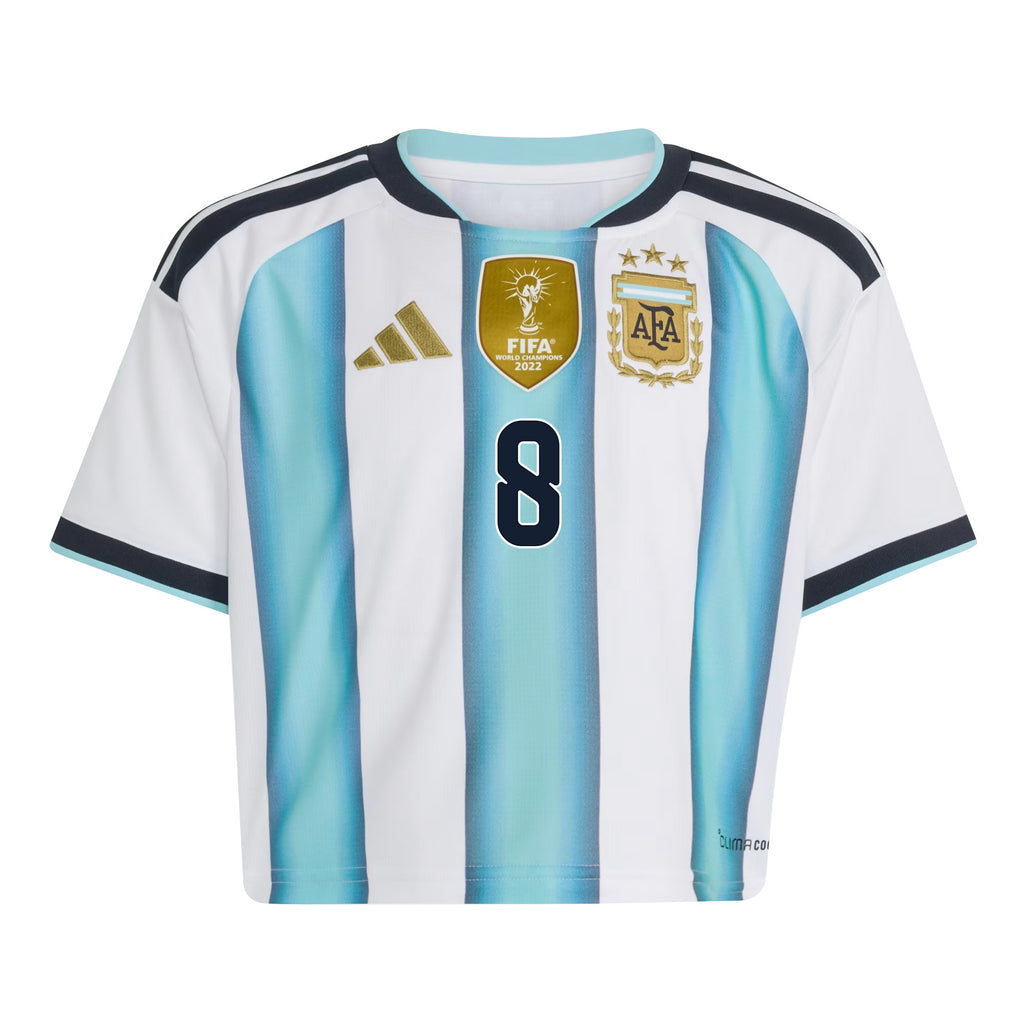 Marcos Acuña 8 Argentina 2026 Home Women's Cropped Jersey - White
