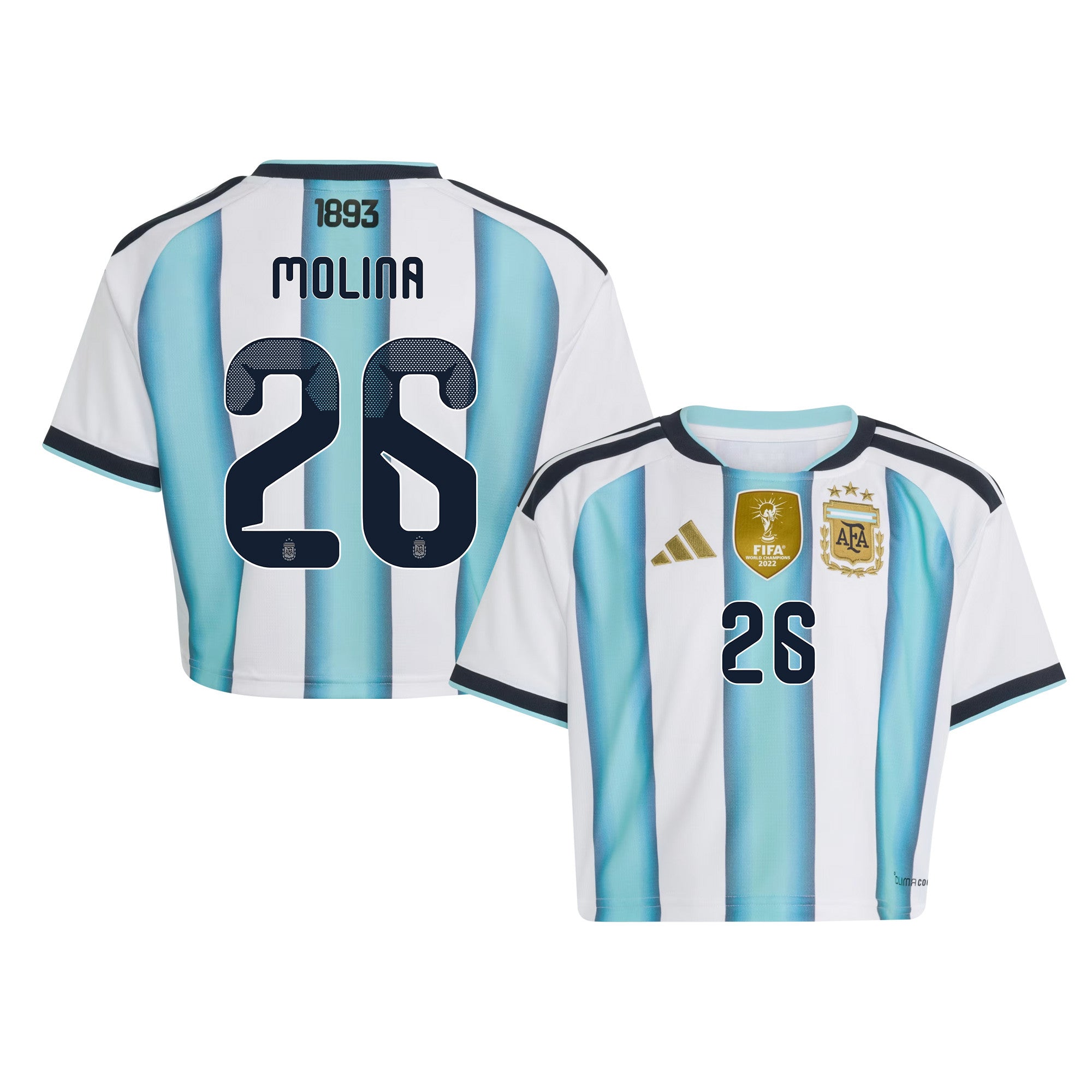 Nahuel Molina 26 Argentina 2026 Home Women's Cropped Jersey - White